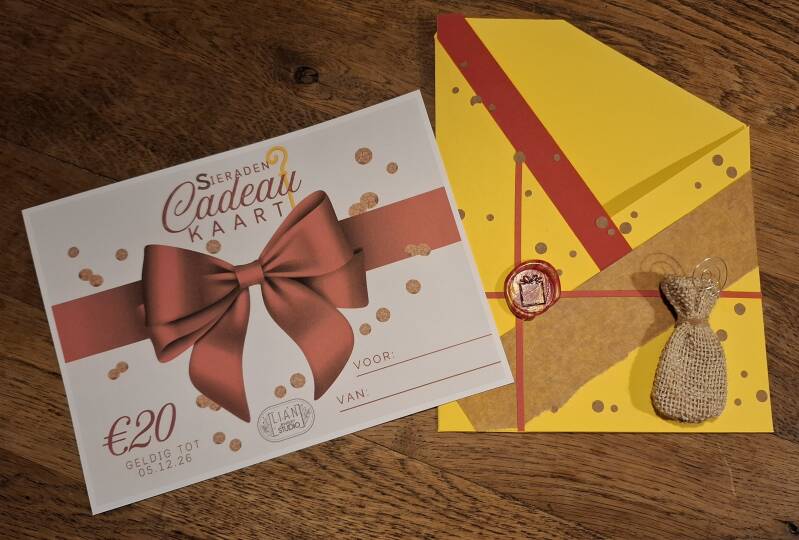 Kies je thema uit de mogelijkheden van de papieren sieraden cadeaubon bij LIAN-Studio