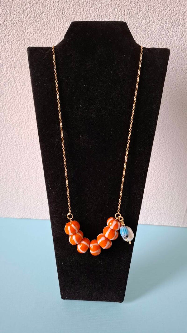 Striped summer ketting met parel