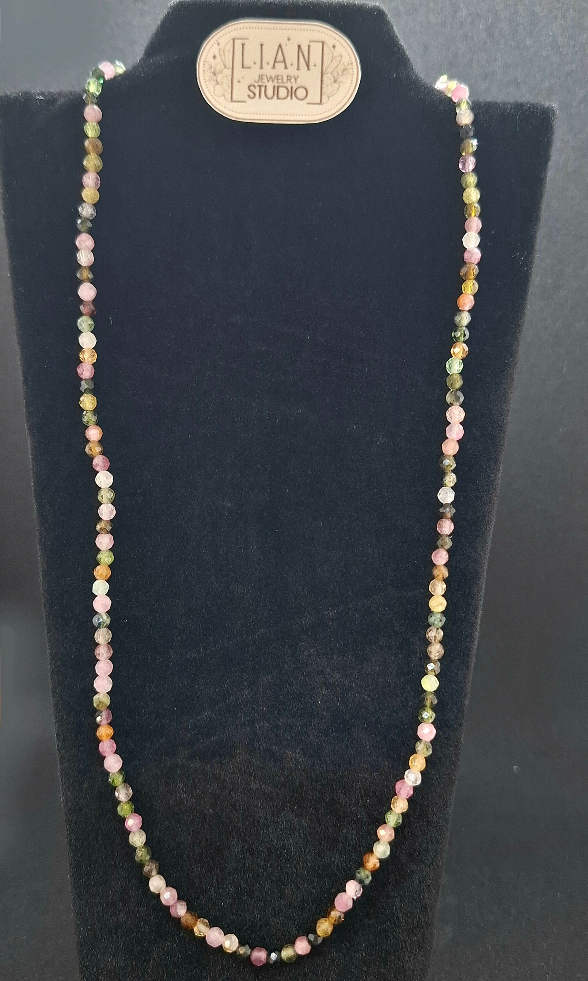 Toermalijn ketting - Mini edelsteen ketting rvs goldplated