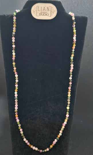 Toermalijn ketting - Mini edelsteen ketting rvs goldplated