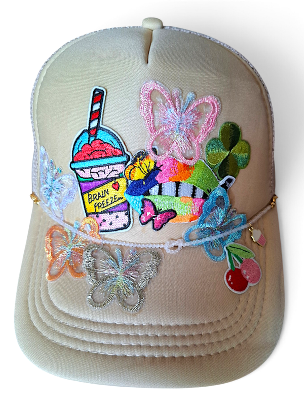 Butterfly Kisses Trucker Hat Beige