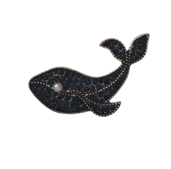 Walvis broche donkerblauw strass – Dieren pin