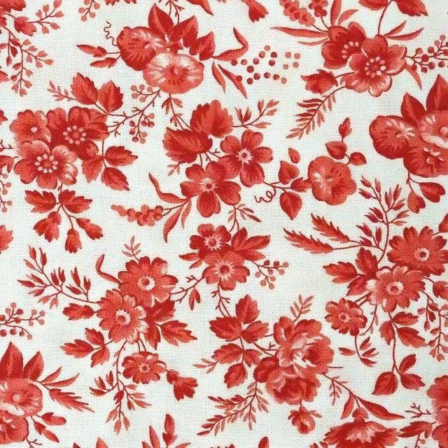 Quiltstof rode bloemen