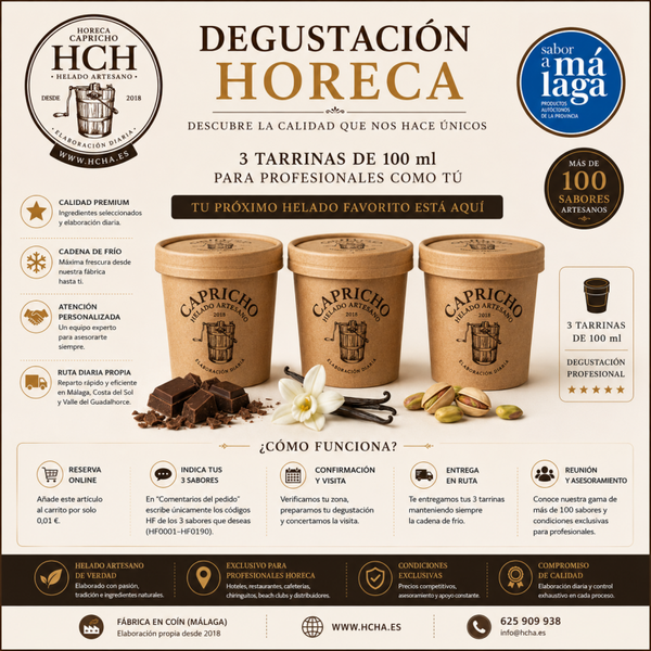 DEGUSTACIÓN HORECA DE HELADO ARTESANO · 3 TARRINAS (100 ML)