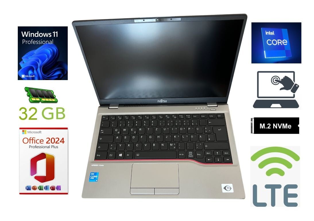 25-148 Fujitsu Lifebook | i5 - 4x 4,4 GHz | bis 32 GB RAM | bis 4 TB SSD | Win 11 Pro | Office 2024 Pro Plus