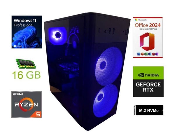 26-35 Gaming-PC | GeForce RTX 4060 | 4,2GHz | 16 GB RAM | SSD | Win 11 Pro | Office 24 Pro