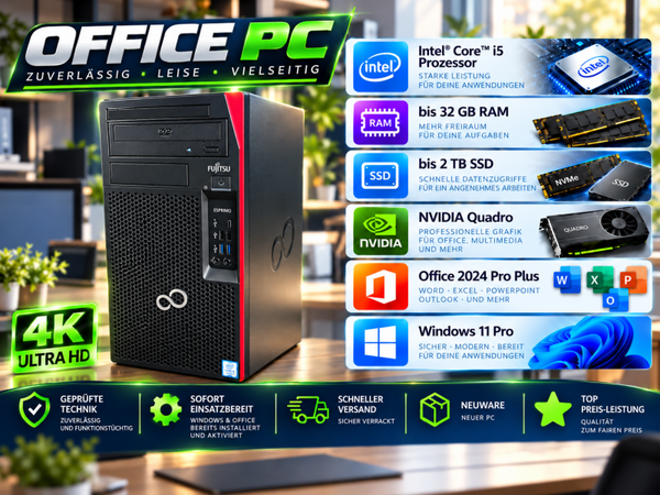 25-130 Office-PC | 6x 4,3 GHz | bis 32 GB RAM | bis 4 TB SSD | Win 11 Pro | Office 24 Pro