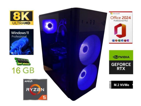 26-35 Gaming-PC | GeForce RTX 4060 | 4,2GHz | 16 GB RAM | SSD | Win 11 Pro | Office 24 Pro