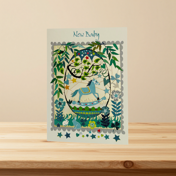 Kaartje extra: geboorte new baby blauw