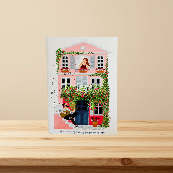 Kaartje liefde: serenada aan het balkon