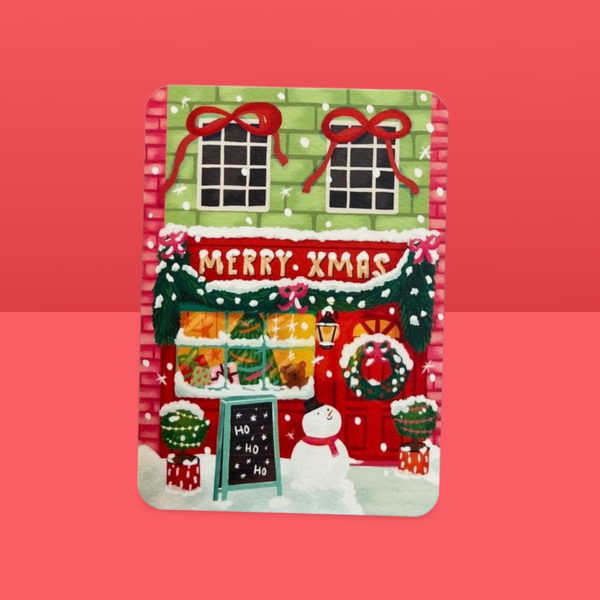 Kaartje kerst en nieuw: kerstwinkel