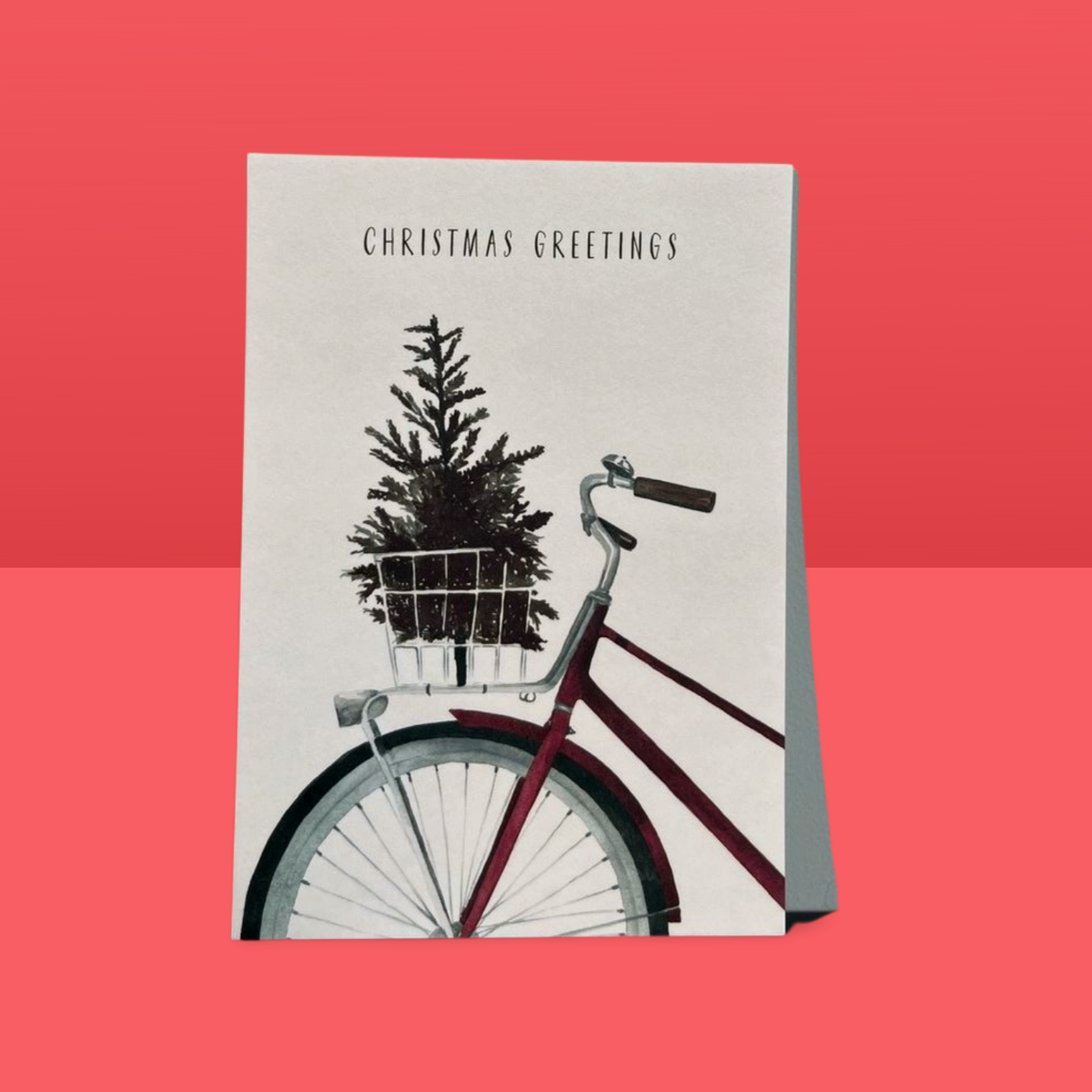 Kaartje kerst en nieuw: fietsmandje