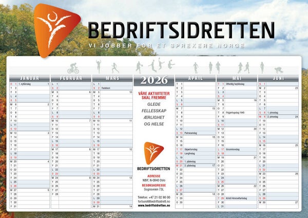 Kalender A4, tosidig