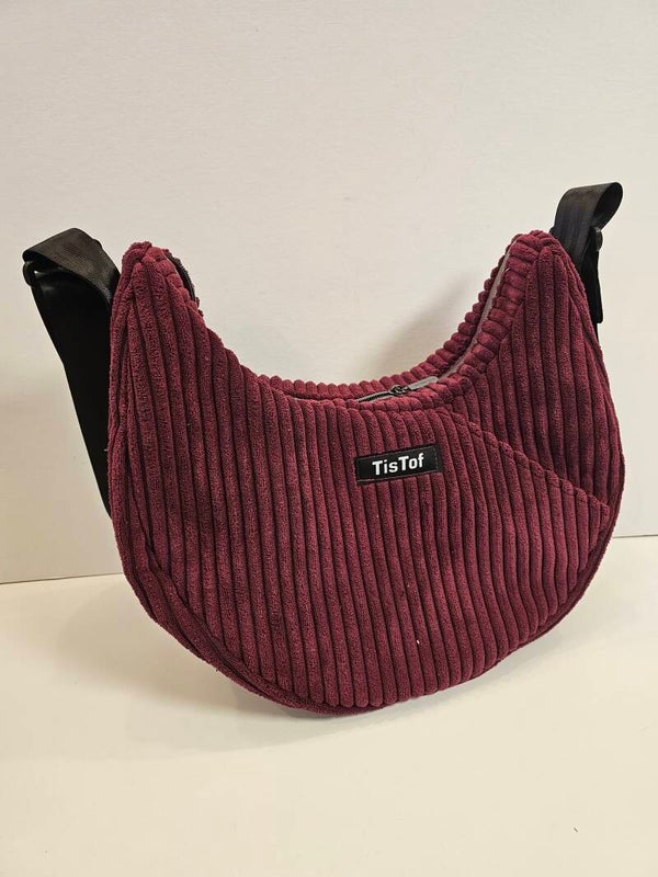 Schoudertas Jacky in diep rood corduroy