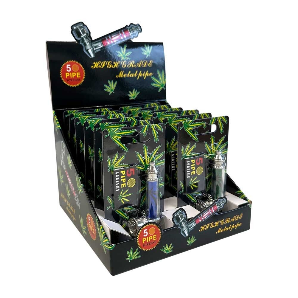 Metalen Pijpje met Wietblad – Compact, Stevig & Ideaal voor Onderweg