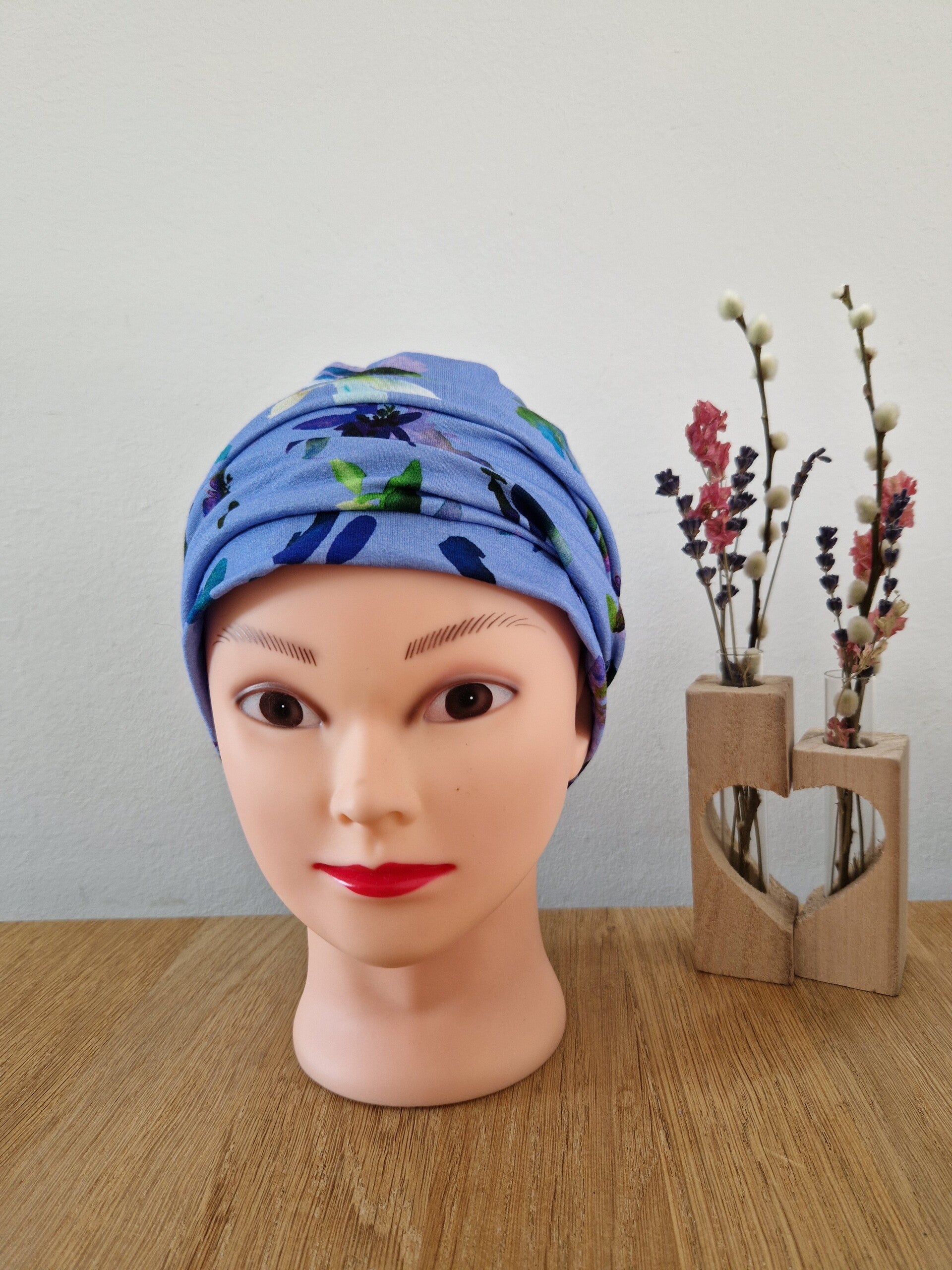 Plooimutsje blauw viscose