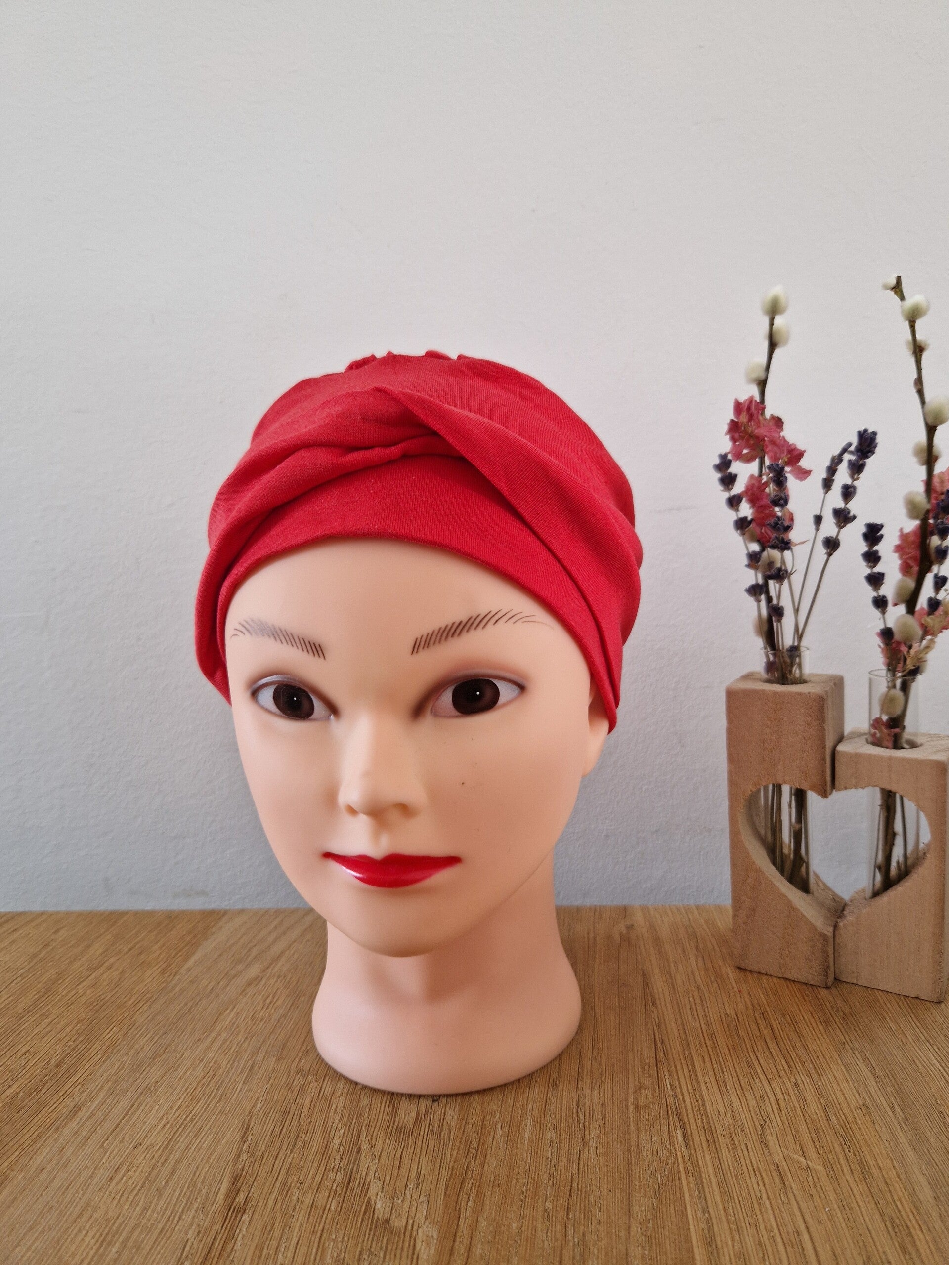 Knoopmutsje rood bamboe