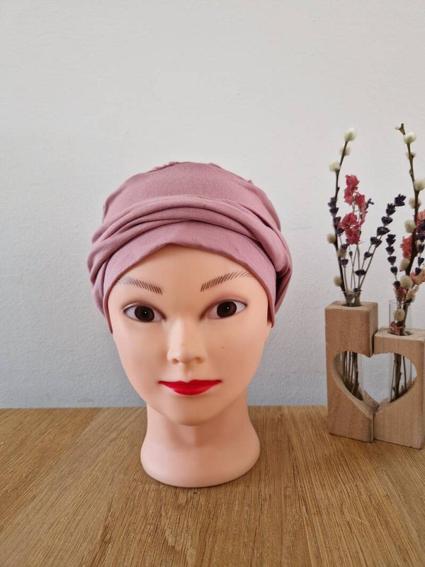 Knoopmutsje oud roze bamboe