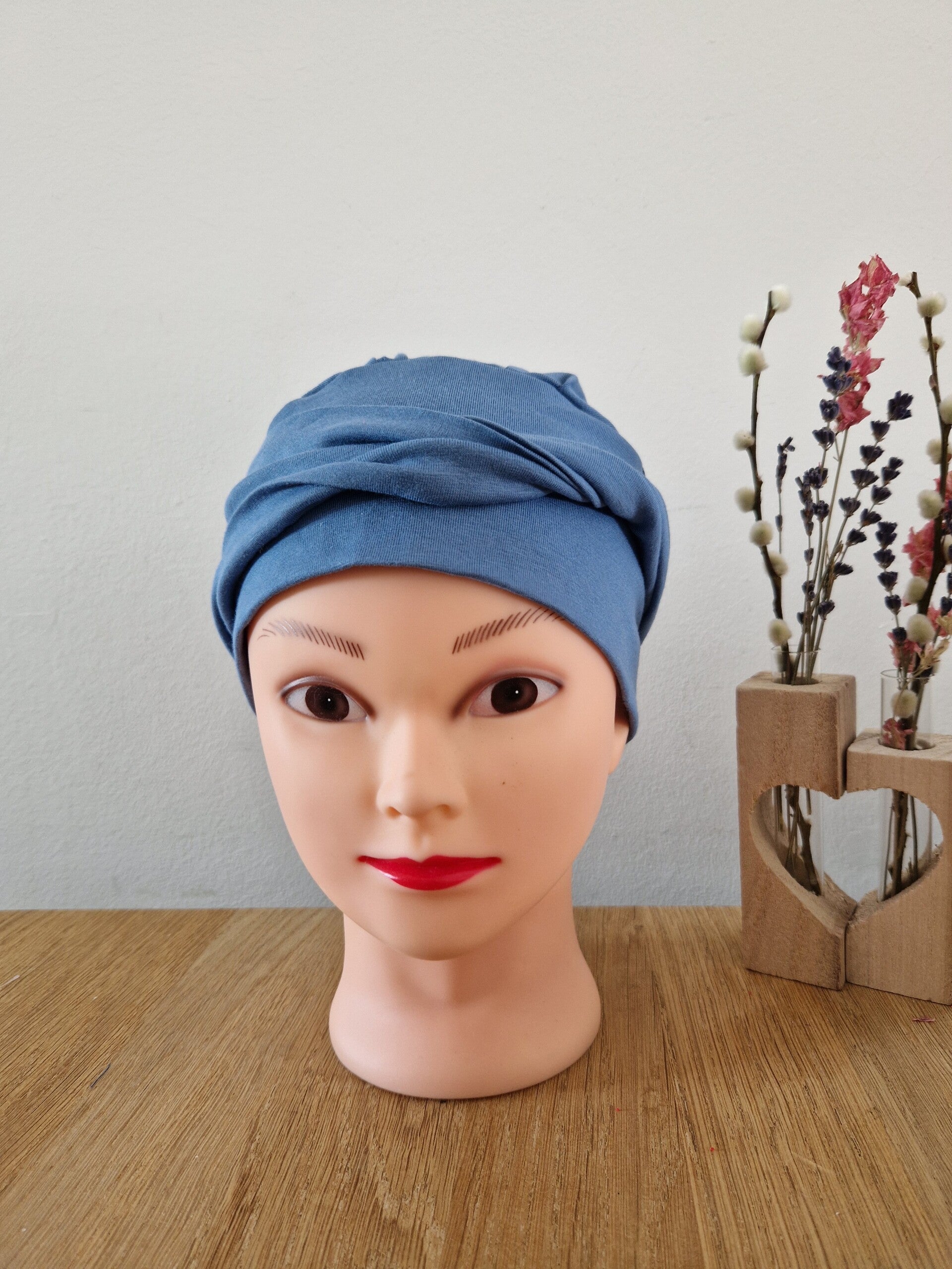 Knoopmutsje indigo bamboe