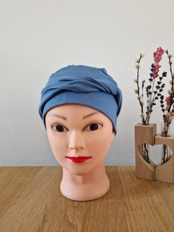 Knoopmutsje indigo bamboe