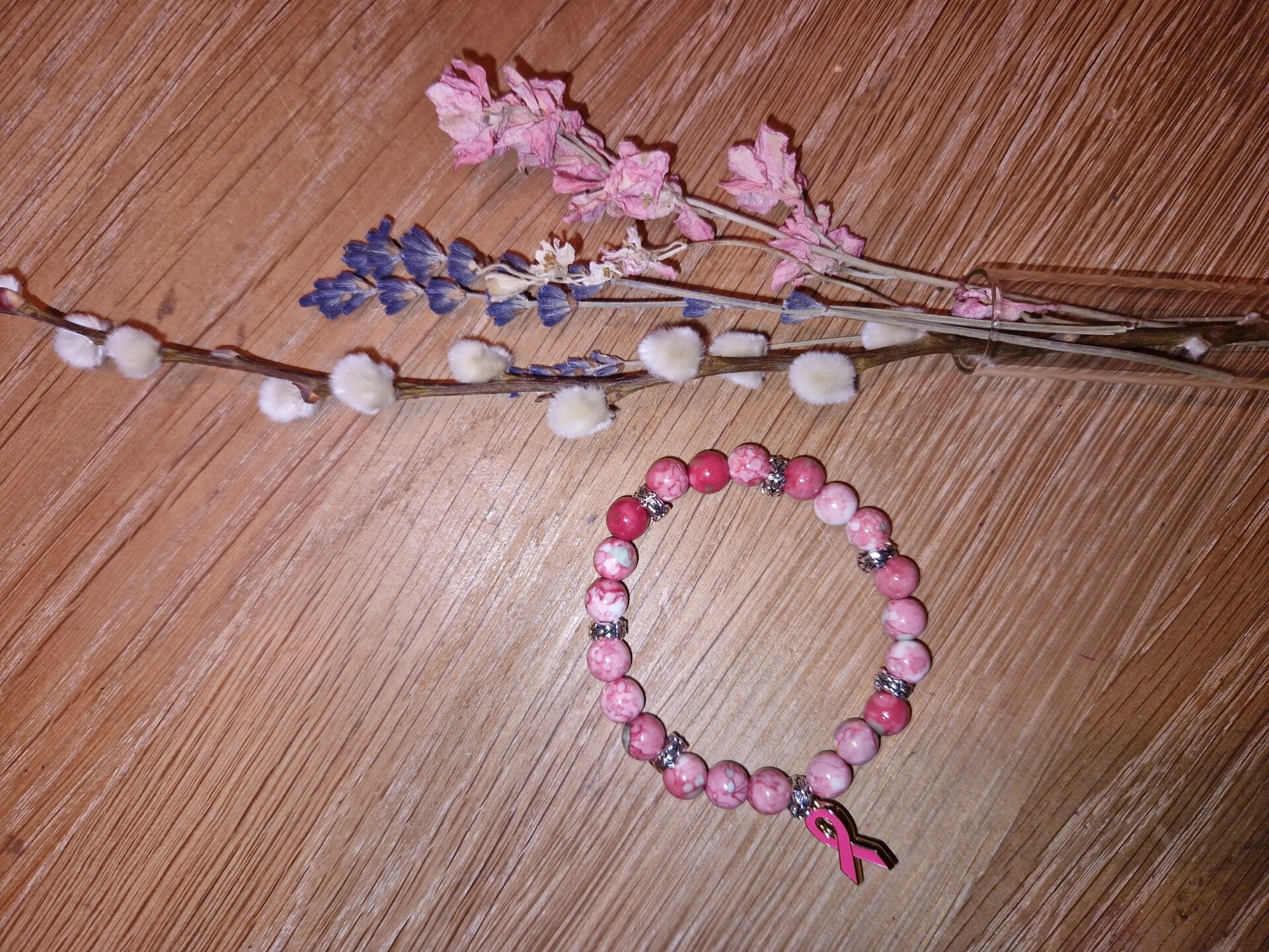 Armband donkerroze-pink ribbon 6