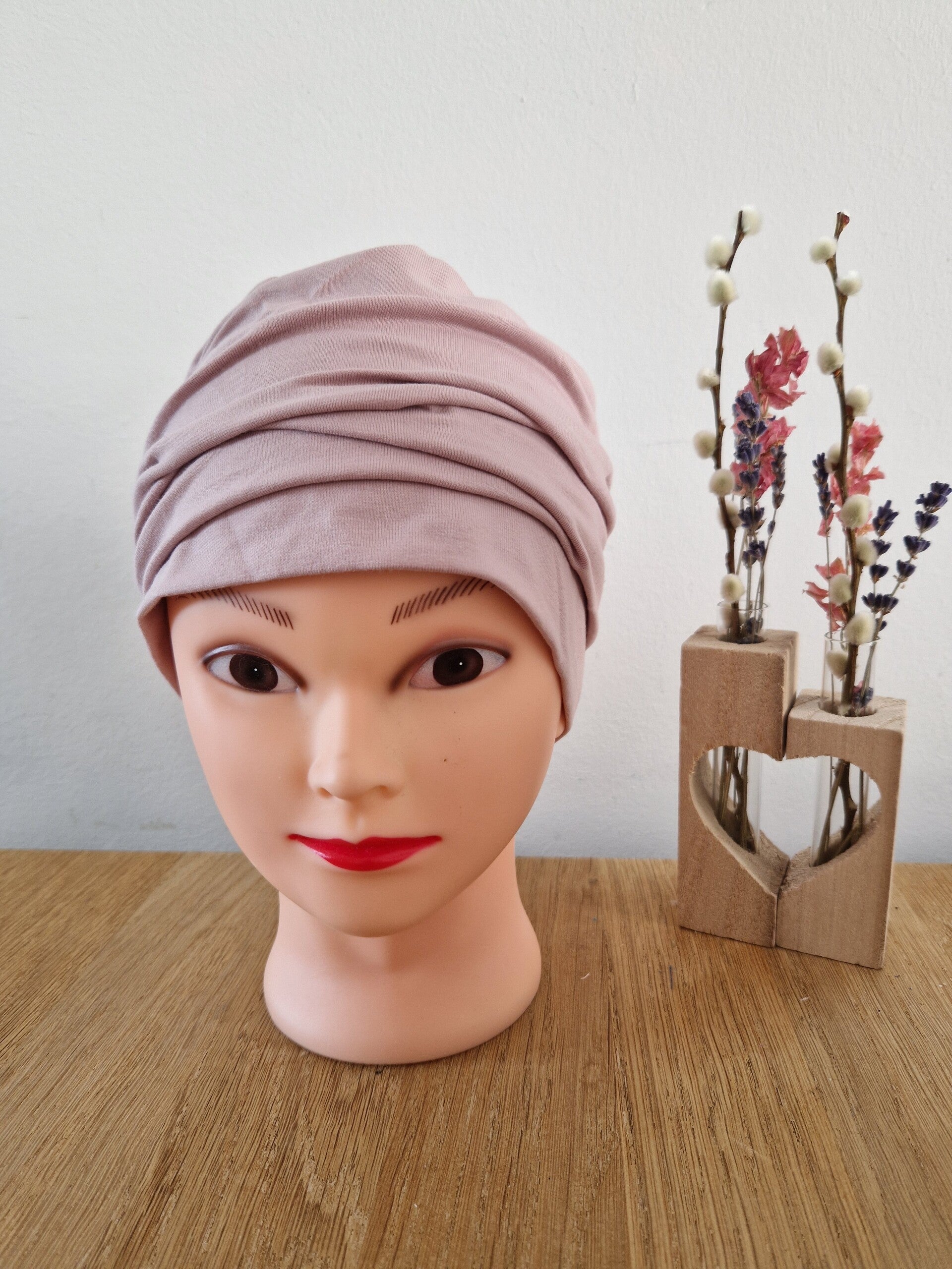Plooimutsje oud roze bamboe
