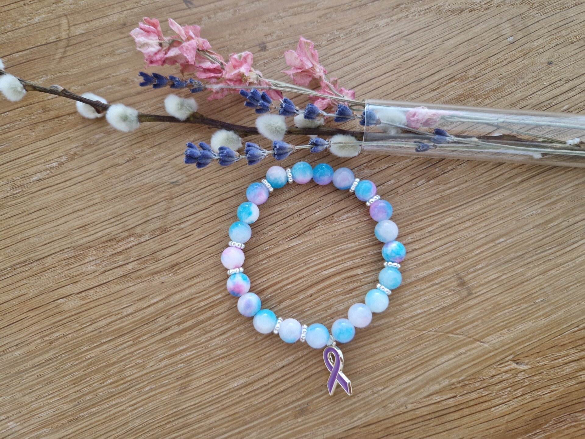 Armband paars-purple ribbon 1