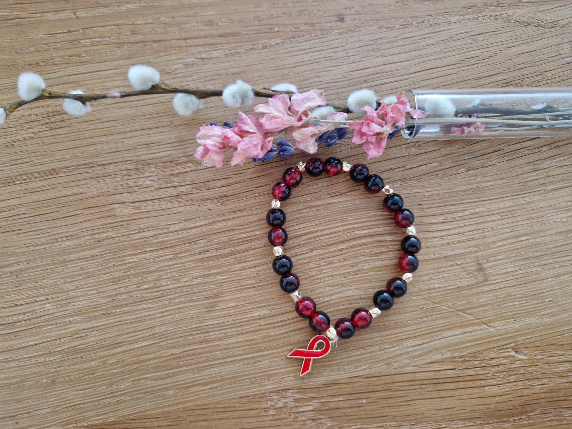 Armband rood-red ribbon 2