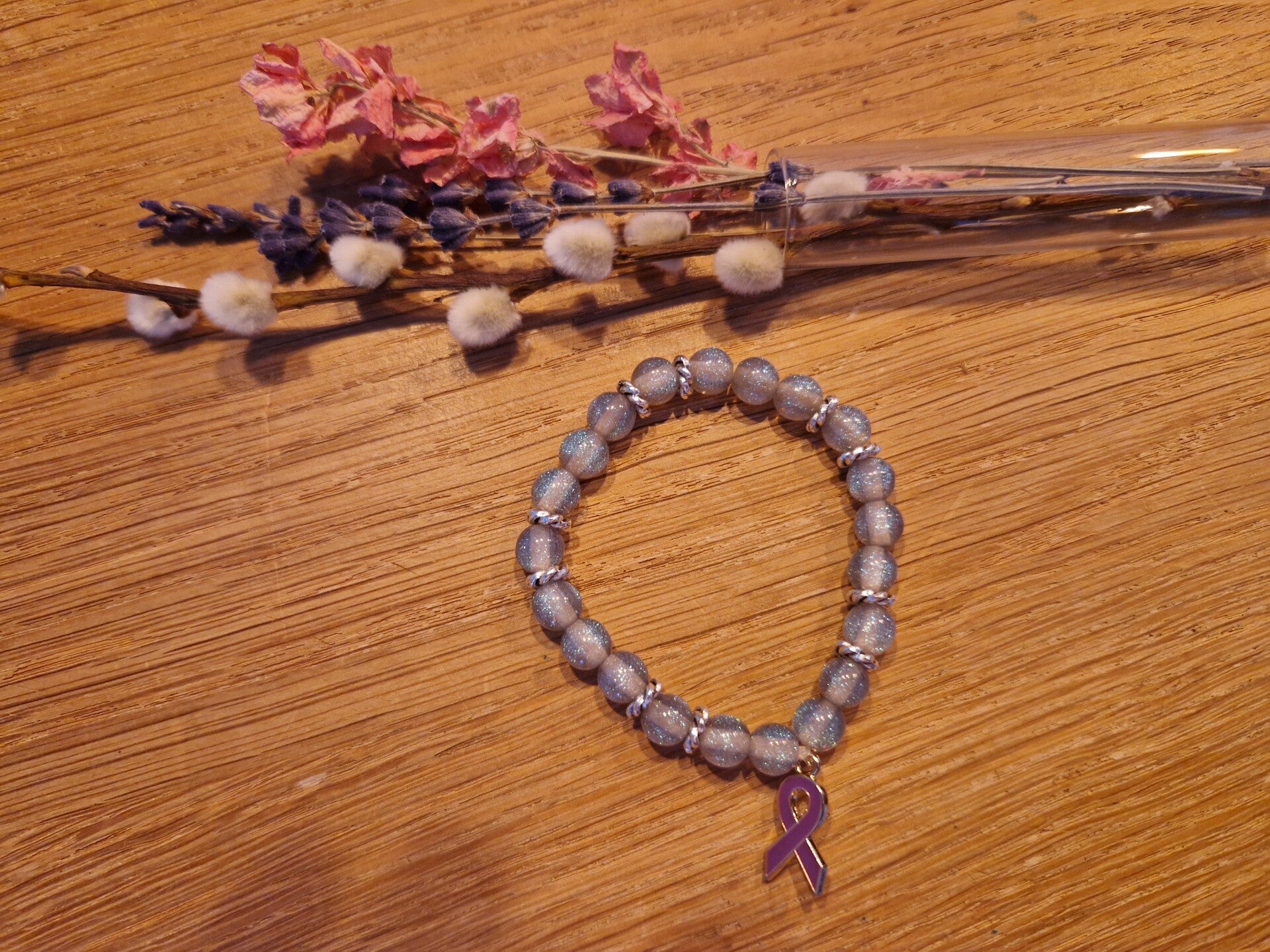 Armband glitter-purple ribbon 2