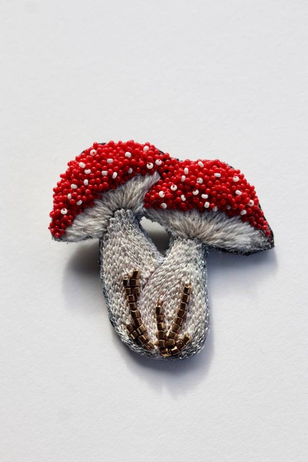 Broche "Champignons Rouges "