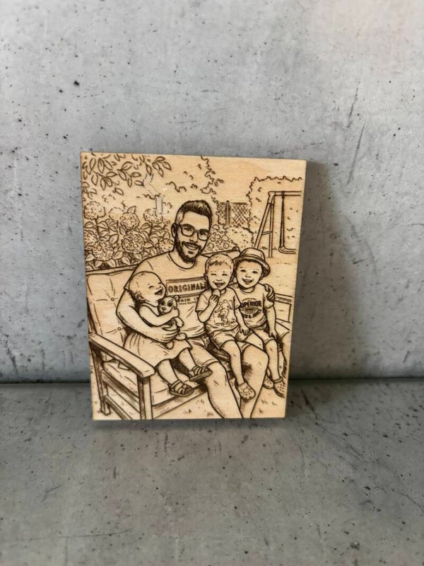 Kühlschrankmagnet mit Comicgravur