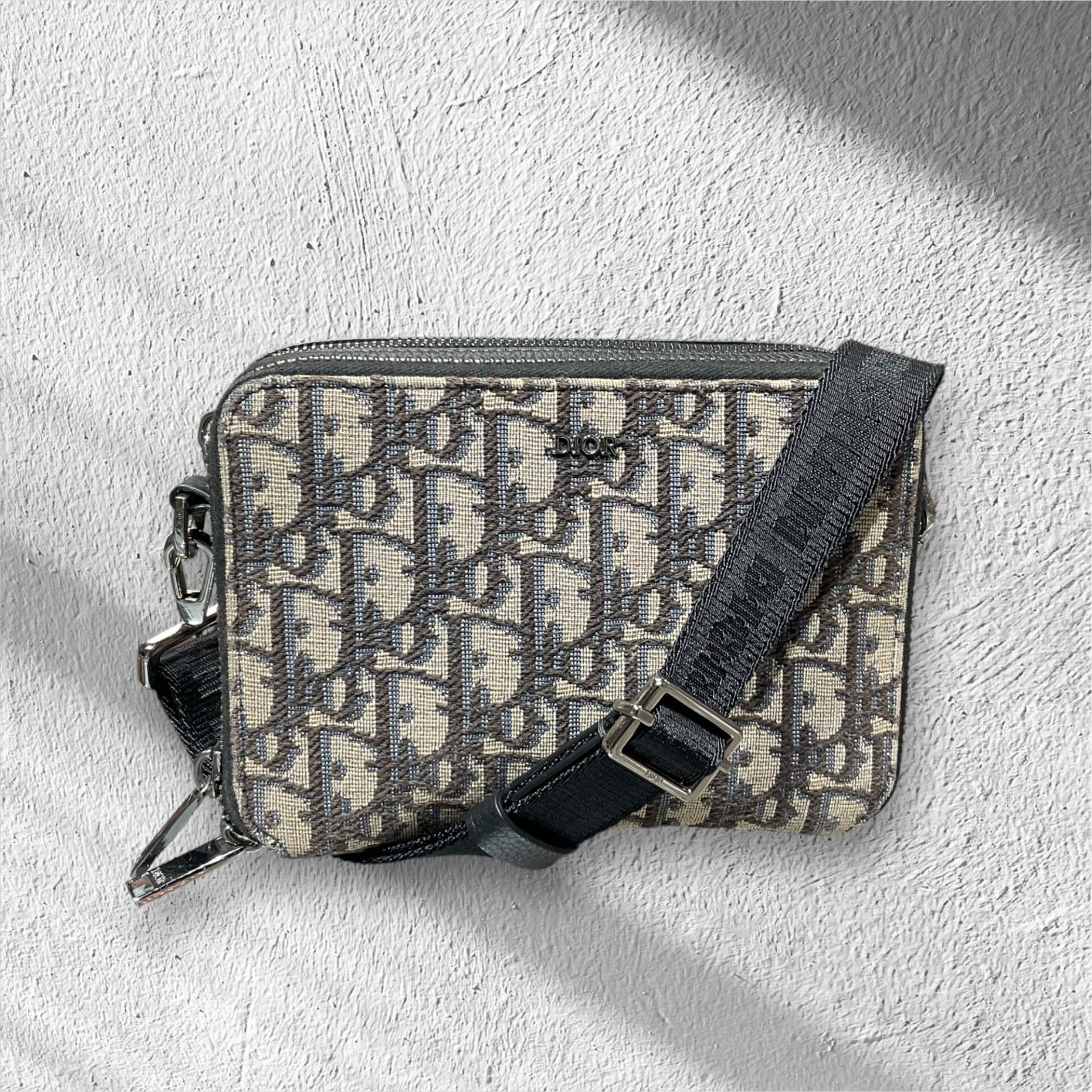 Christian Dior Wallet on Strap Oblique Jaquard