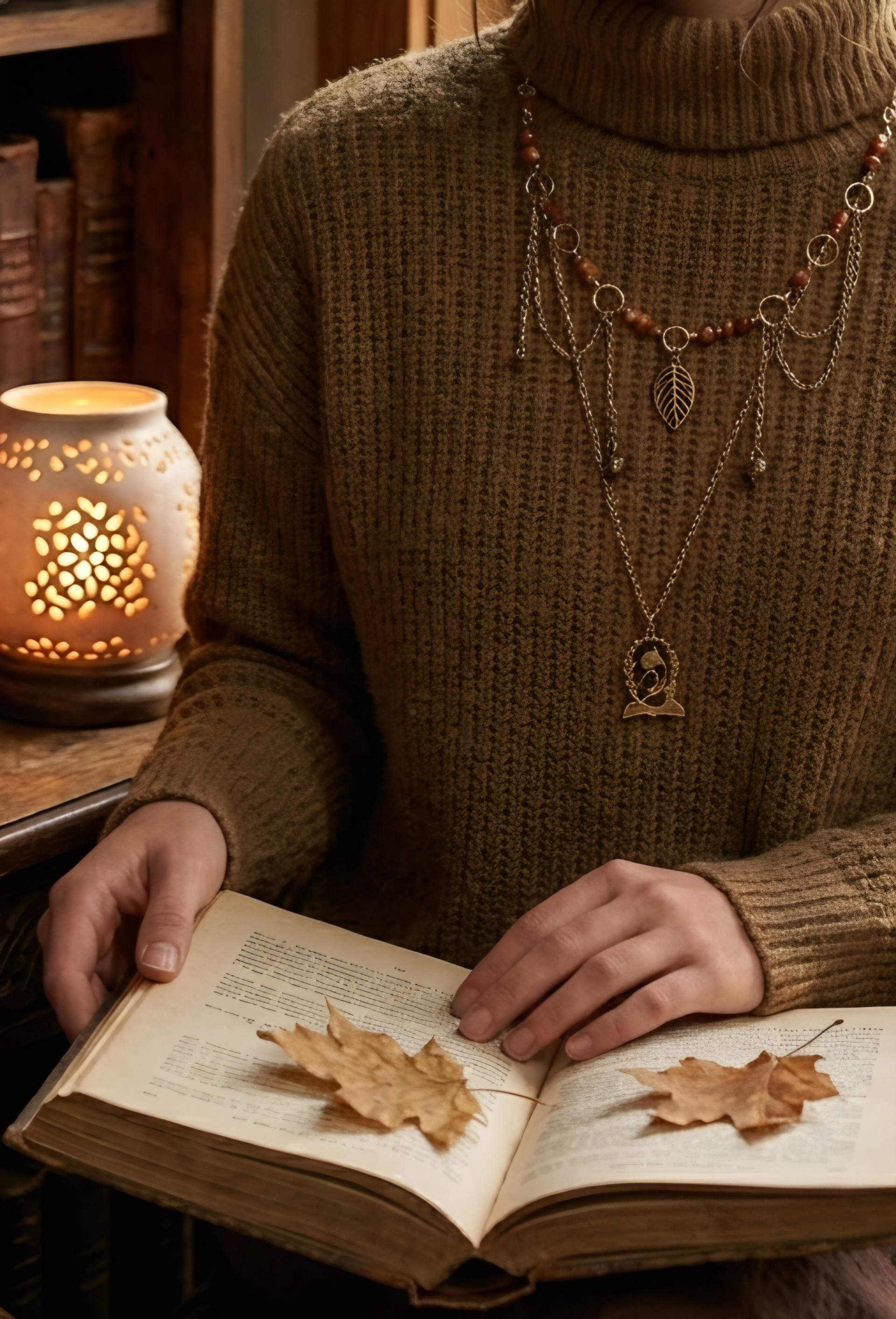 Collier double rang Jaspe Terre, Pierre de Soleil "Au coin du feu"