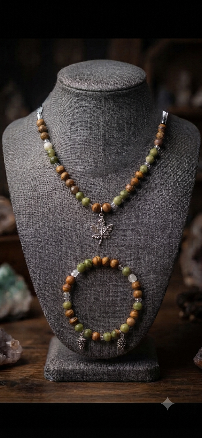 Parure "Symphonie Sylvestre" : L'harmonie des bois et de la canopée.