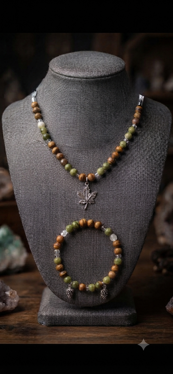 Parure "Symphonie Sylvestre" : L'harmonie des bois et de la canopée.