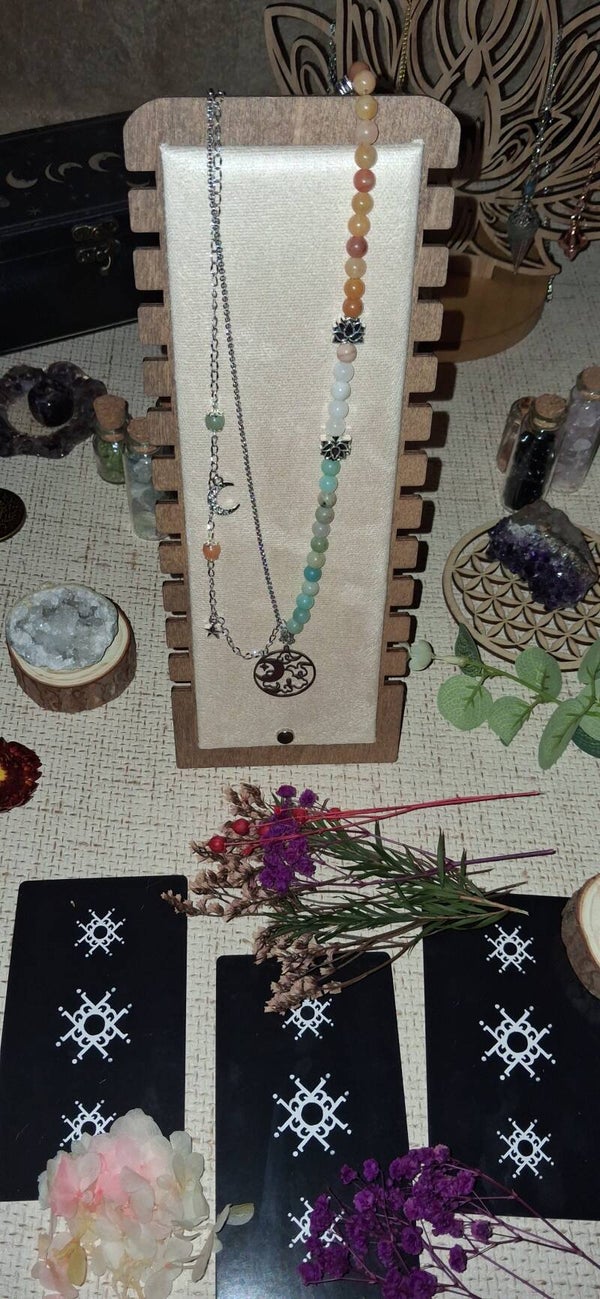Collier Aventurine, Pierre de Lune Harmonie Céleste & Perles Chaudes