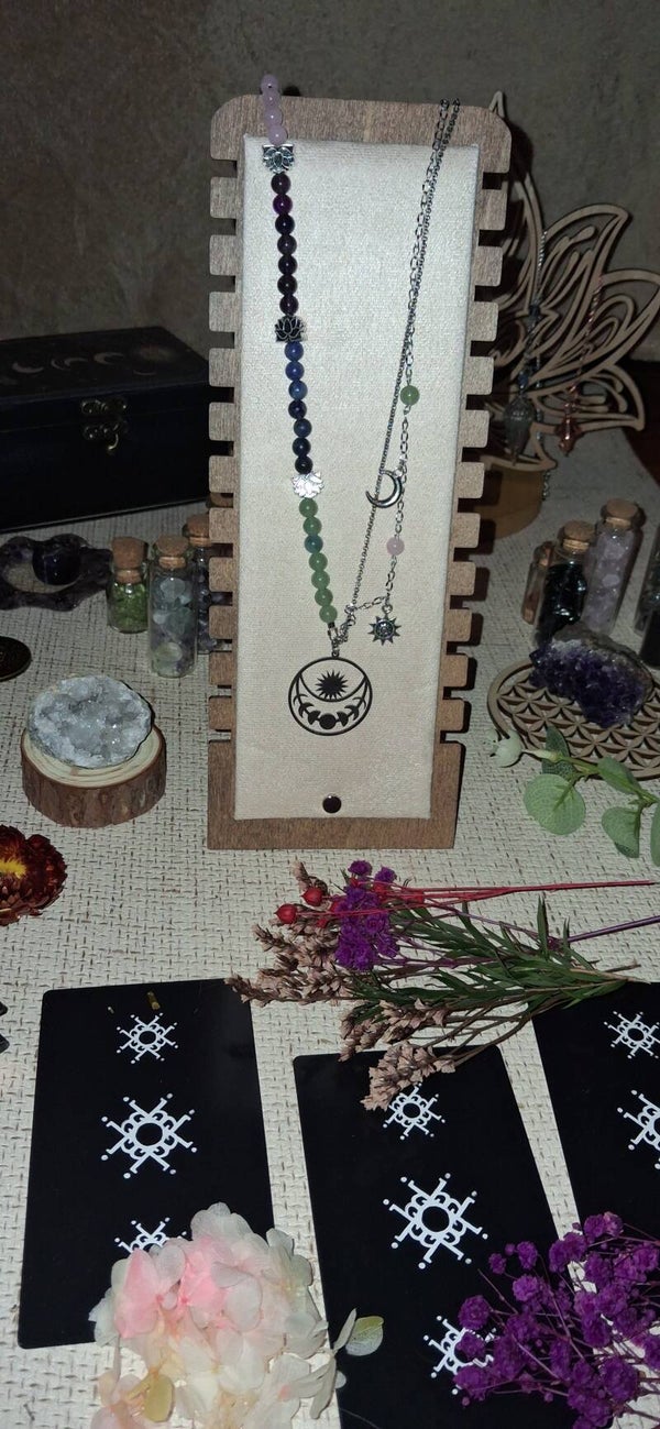 Collier améthyste, lapis-lazuli, aventurine verte "Éclipse & Chakras"