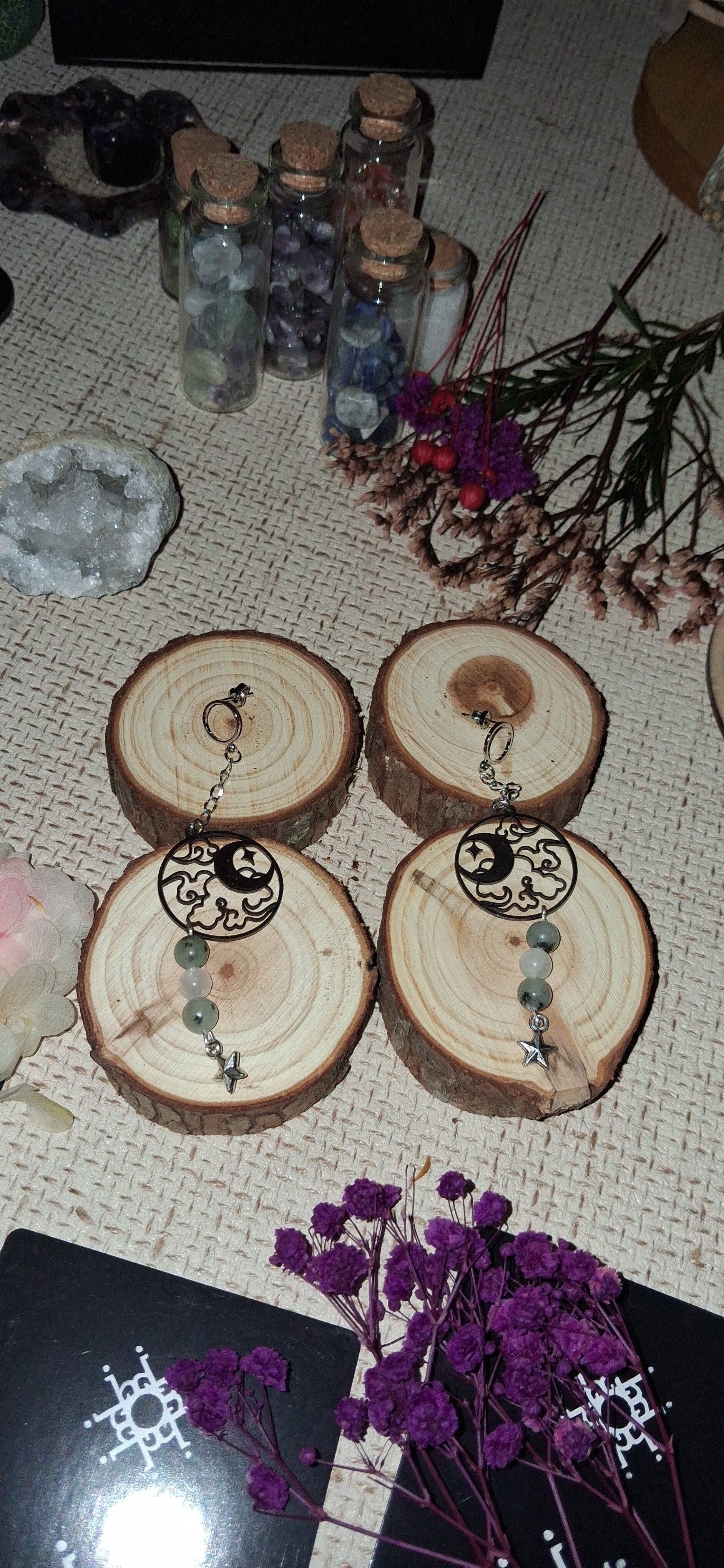 Boucles d'Oreilles « Nuit Nuageuse & Étoile »