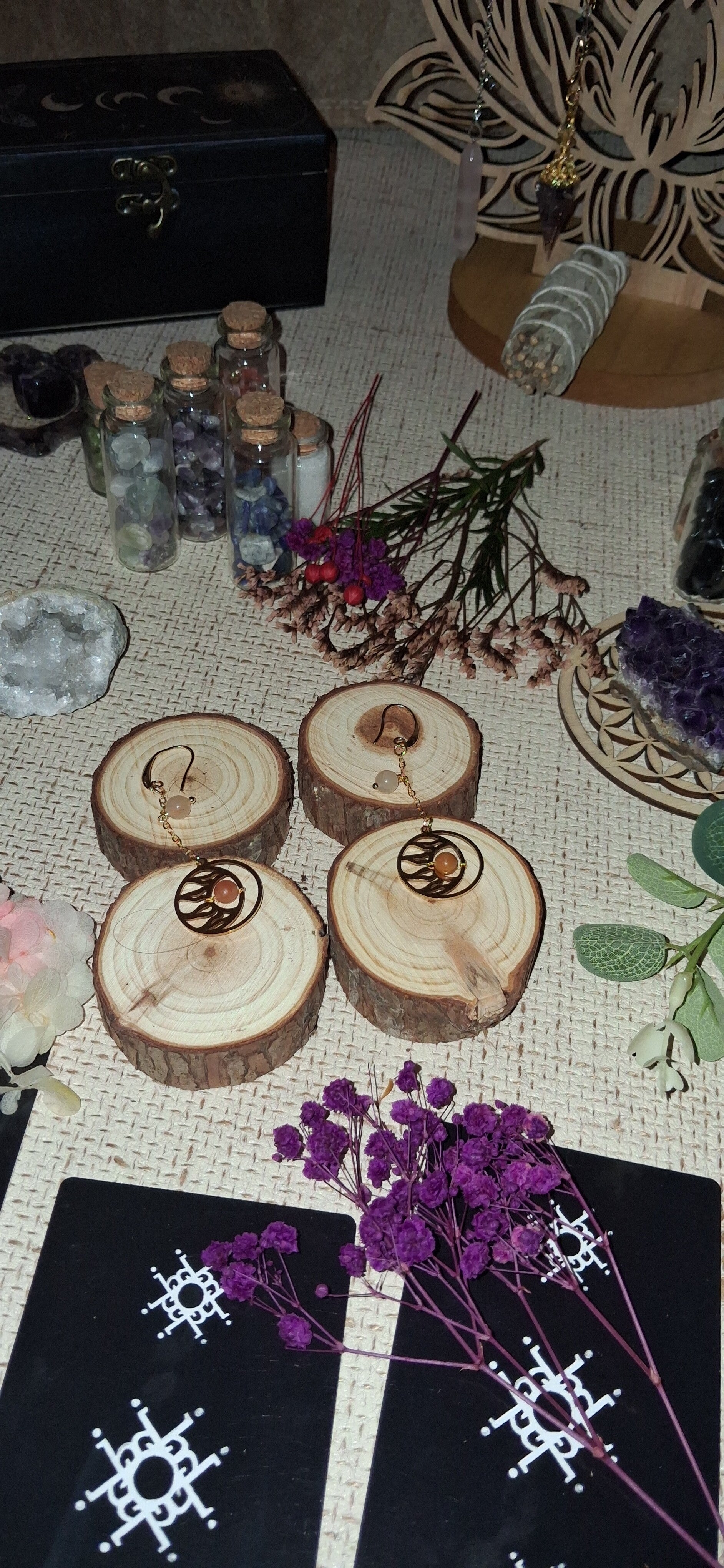 Boucles d'Oreilles « Éclipse & Cornaline »