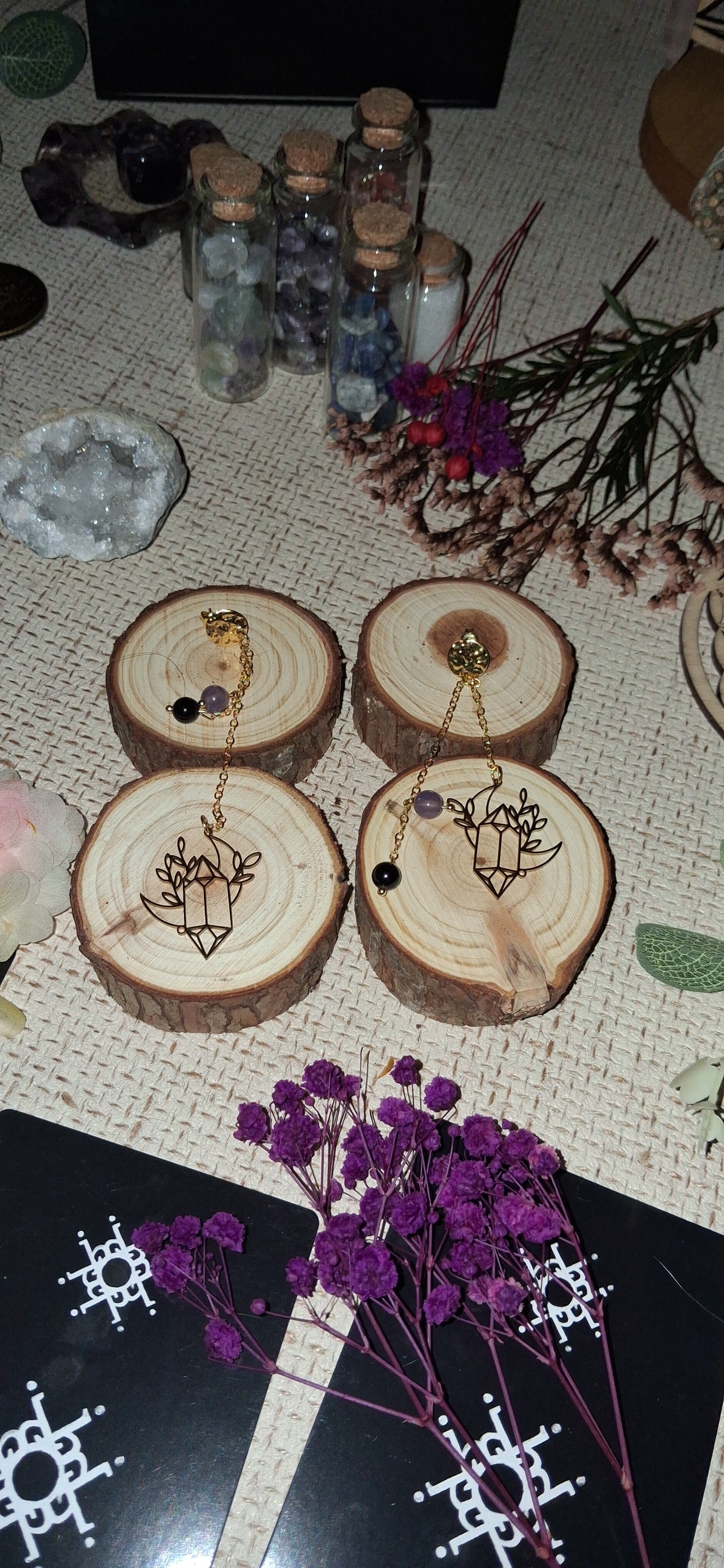 Boucles d'Oreilles « Cristaux & Nuit Étoilée »