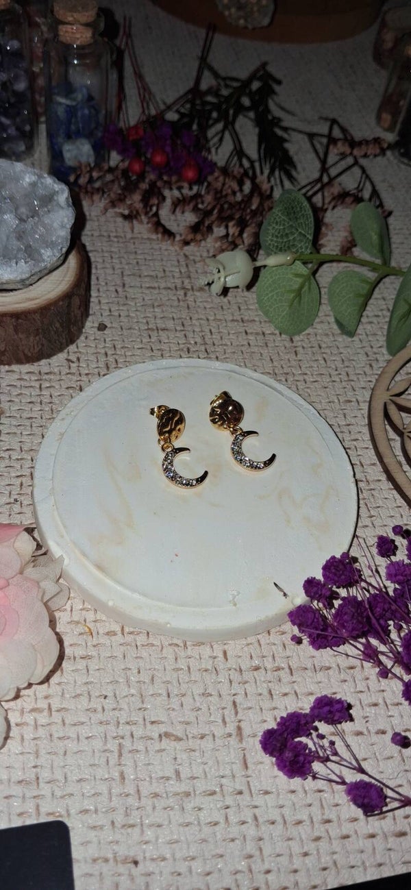 Boucles Puces Croissants de Lune Strassés