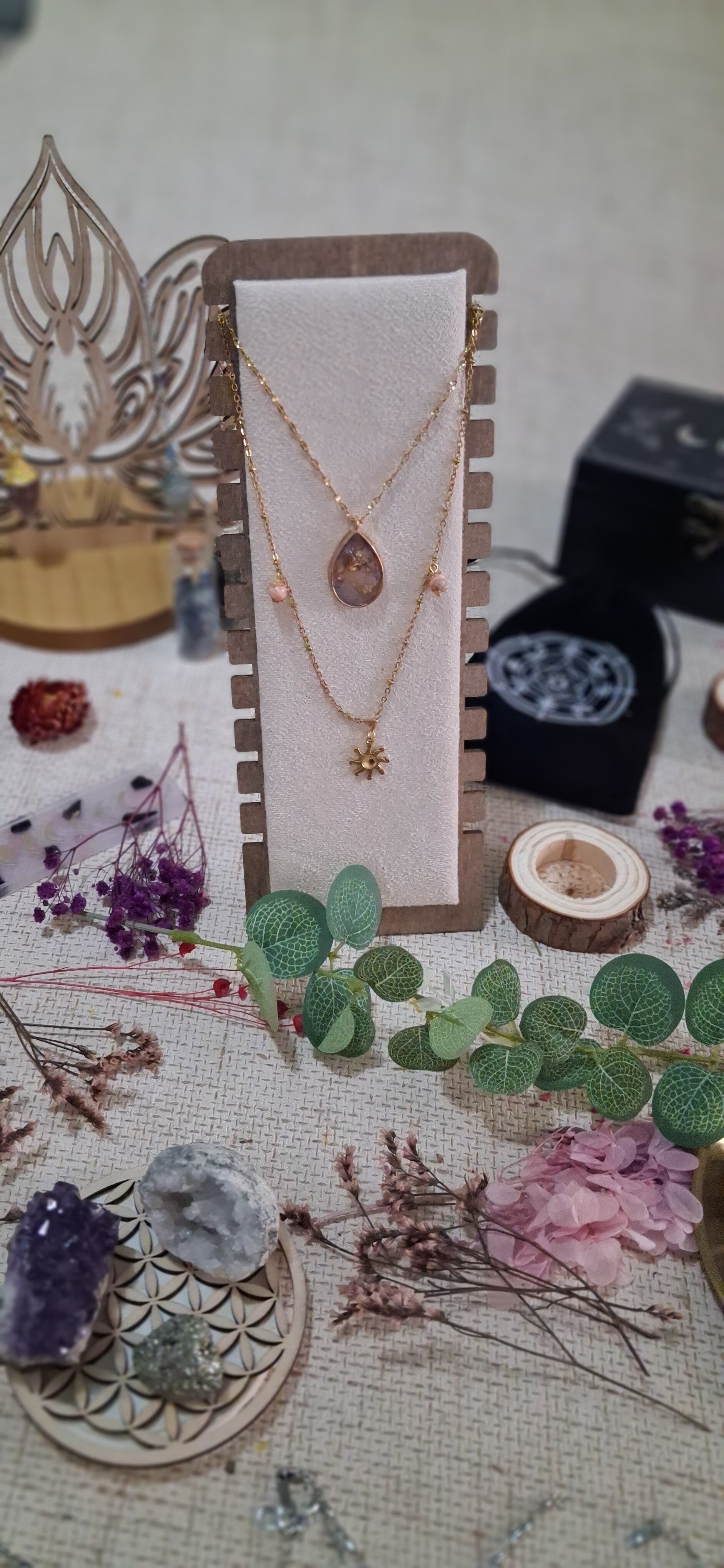 Collier Jaspe Rose "Goutte Solaire"