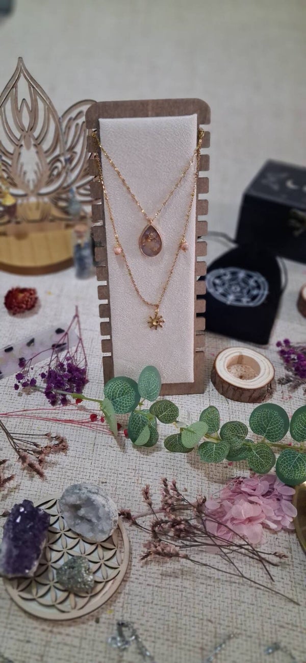 Collier Jaspe Rose "Goutte Solaire"