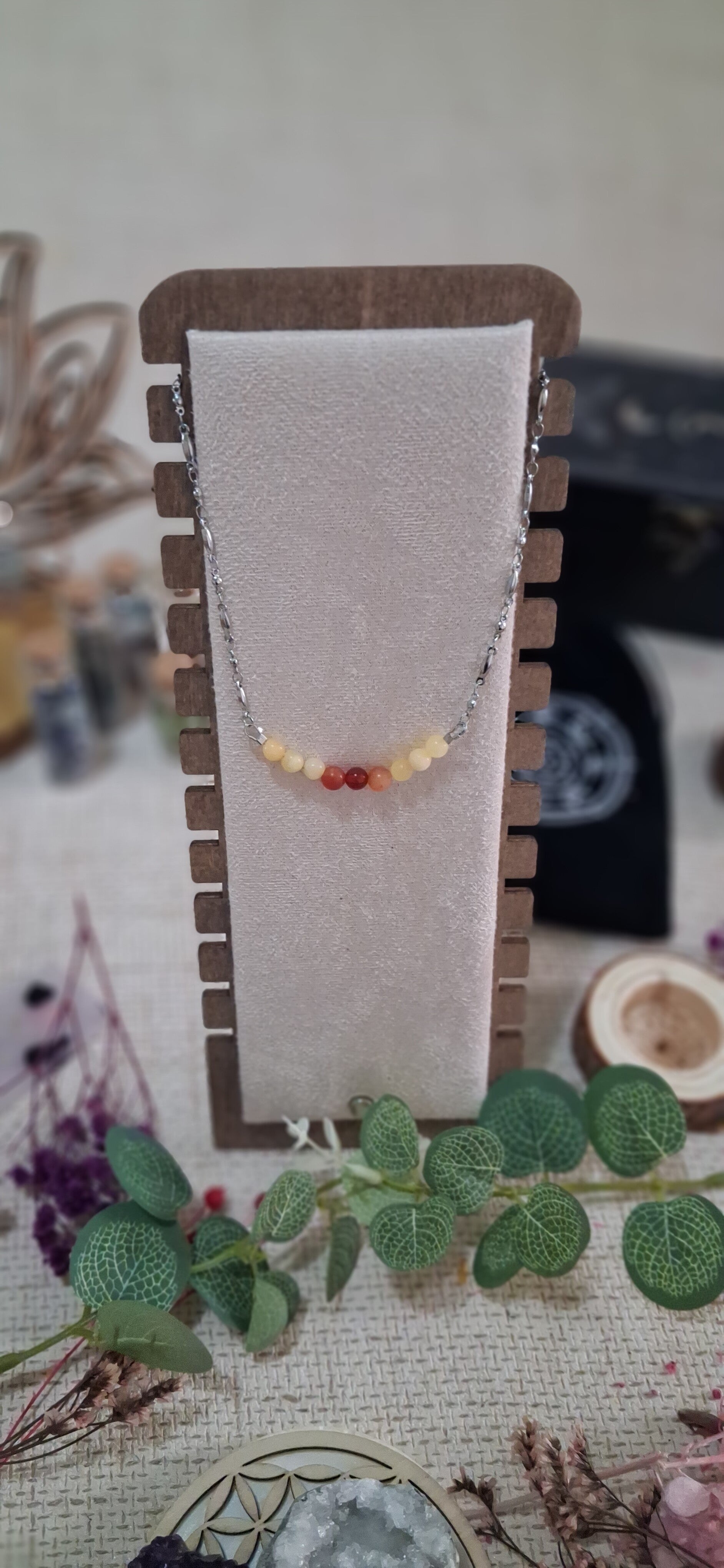 Collier Cornaline, Pierre de Soleil "Feu et Terre"