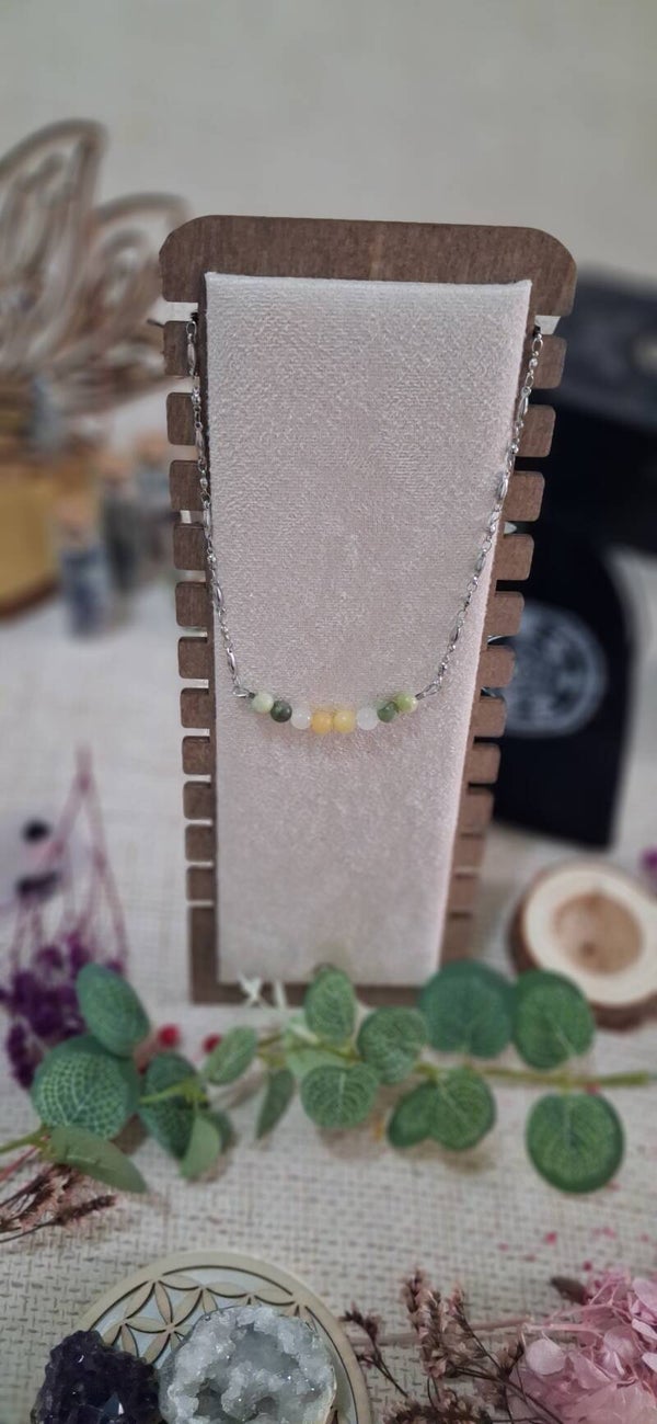 Collier Agate verte, Citrine "Harmonie Douce"