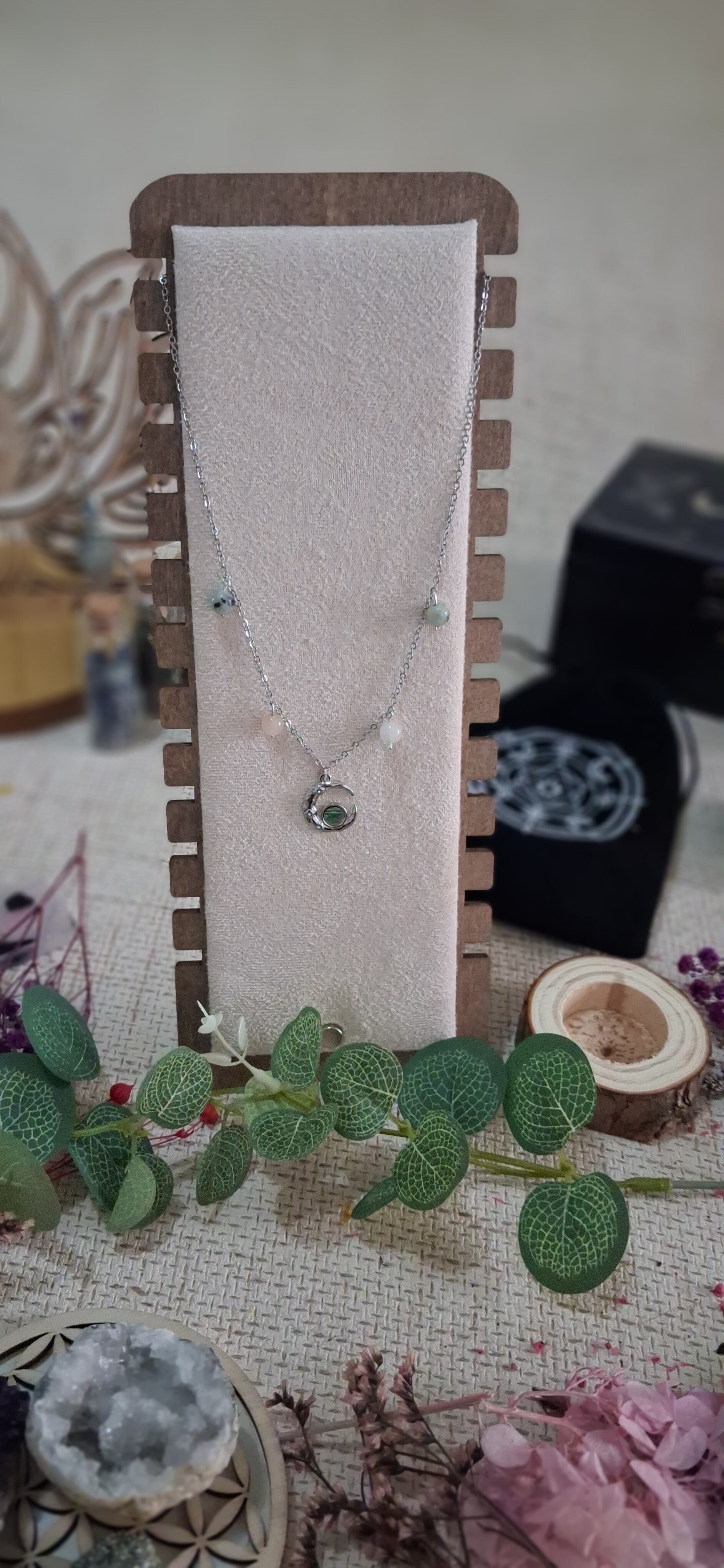 Collier Quartz Rose, Prénhite "Poussière d' Étoiles"