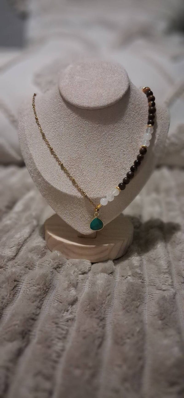 Collier Turquoise & Œil de Tigre - "Le Sage Stratège"