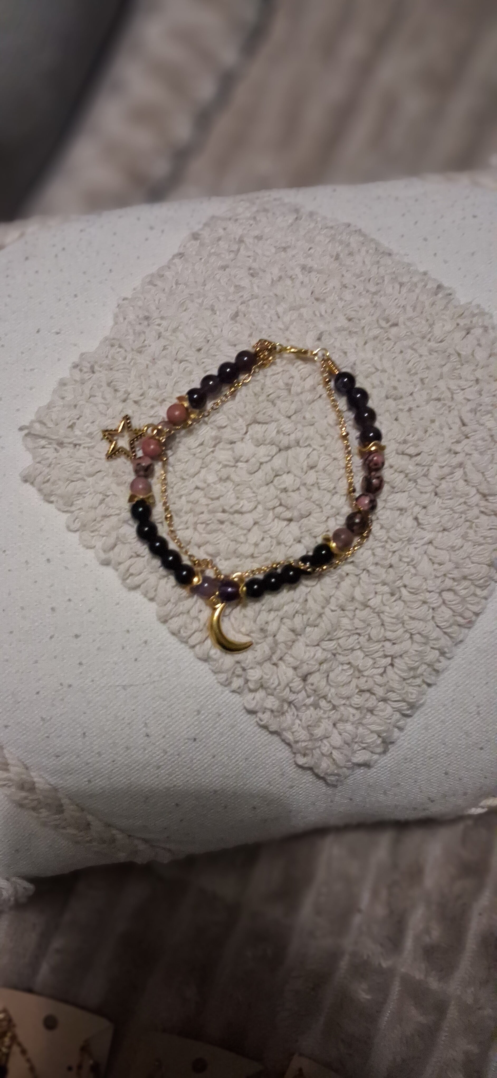 Bracelet « Nuit Étoilée » — Améthyste, Tourmaline & Rhodonite