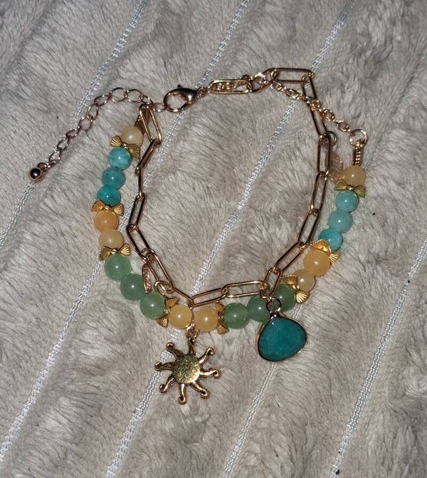 Bracelet Citrine, Aventurine, Amazonite "Dernier Rayon d'Eté"