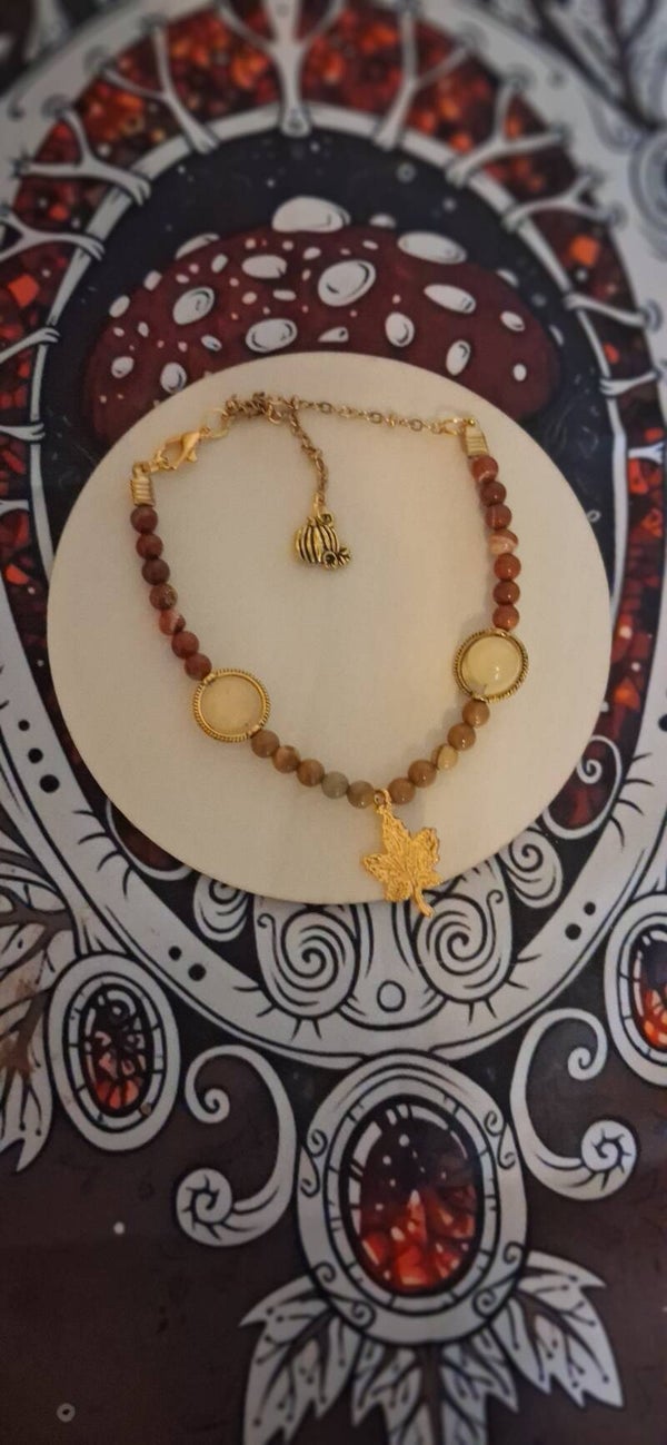 Bracelet Jaspe rouge et paysage "Douceur des Bois"